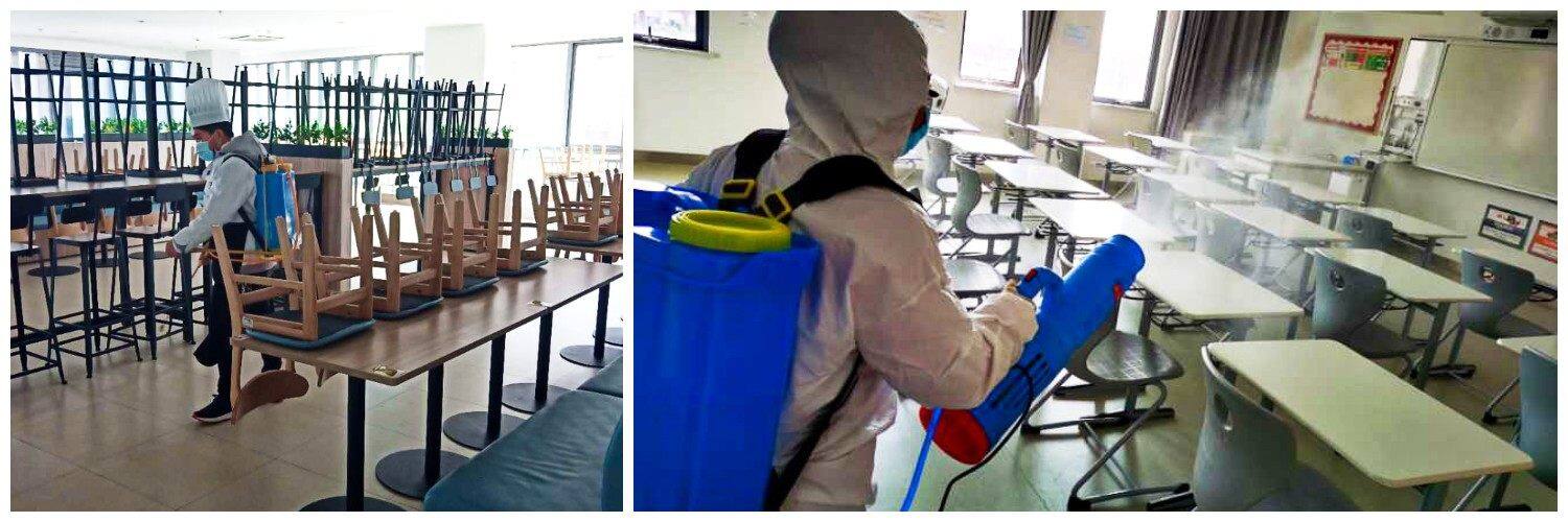 Classroom and canteen being disinfected for coronavirus