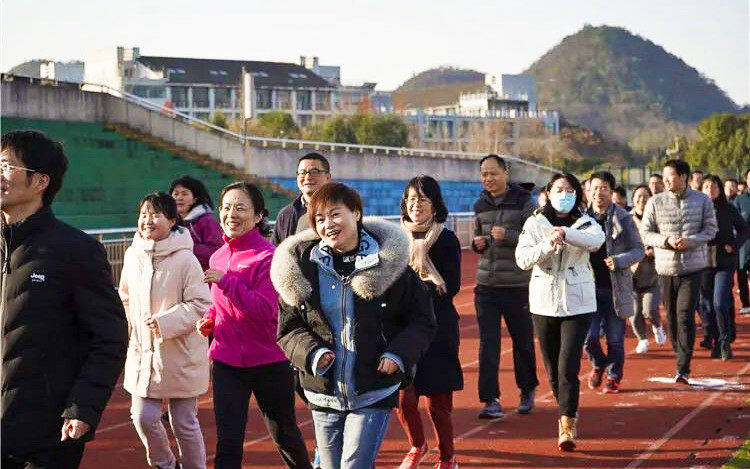 Teachers at HFLS jog