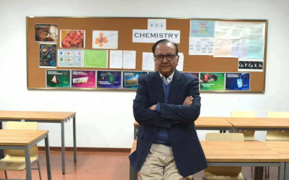 Teacher Syed Mozammil Ahsan in his classroom